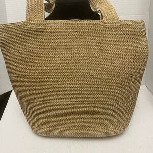 Eric Javits Squishee Tan Woven Tote Bag
